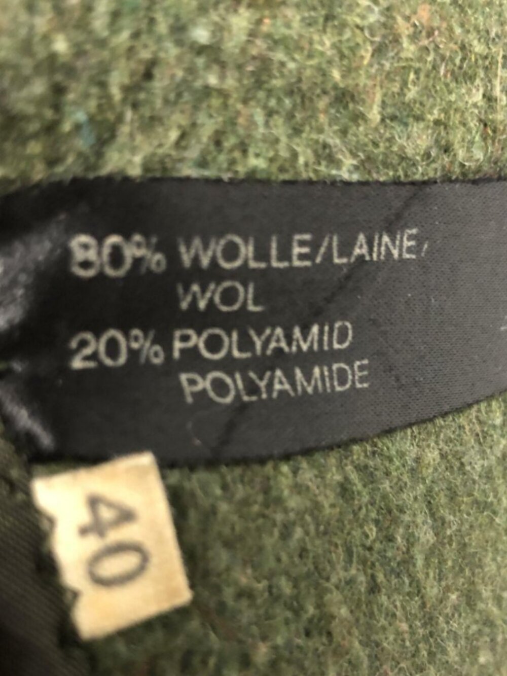 Vintage Lodenfrey Olive Green Wool Blend Long Coat 40 (US M) Plaid West Germany - Picture 7 of 7
